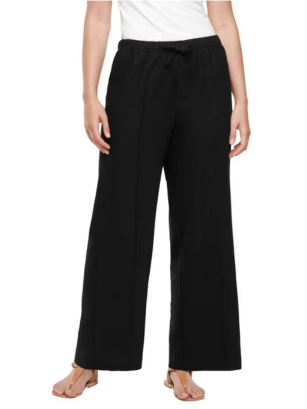 Gap Women's Wide Leg Pull-On Linen Pant In Black Size XXL NWT